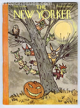 Load image into Gallery viewer, New Yorker magazine October 31 1959 Halloween pumpkin cat owl kids in costume
