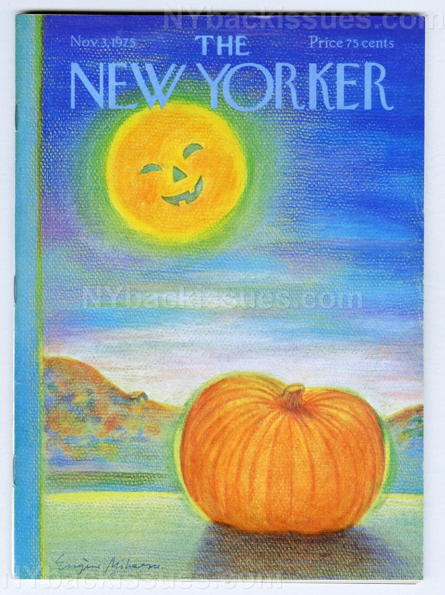 New Yorker magazine November 3 1975 Halloween pumpkin sun Katie Louchheim Updike