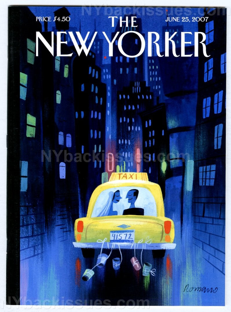 New Yorker magazine June 25 2007 NYC wedding taxi cab cover no label or UPC