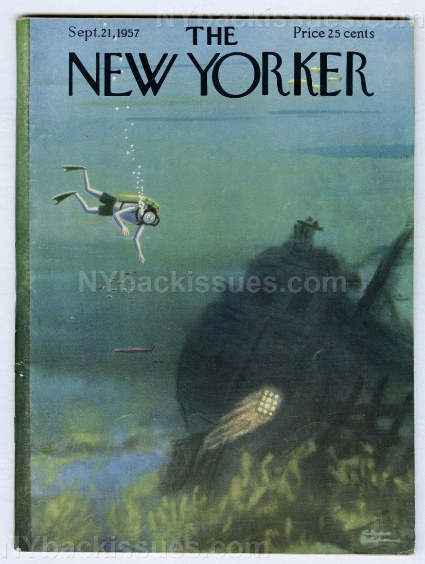 New Yorker magazine September 21 1957 Charles Addams scuba diver ghost ship FN