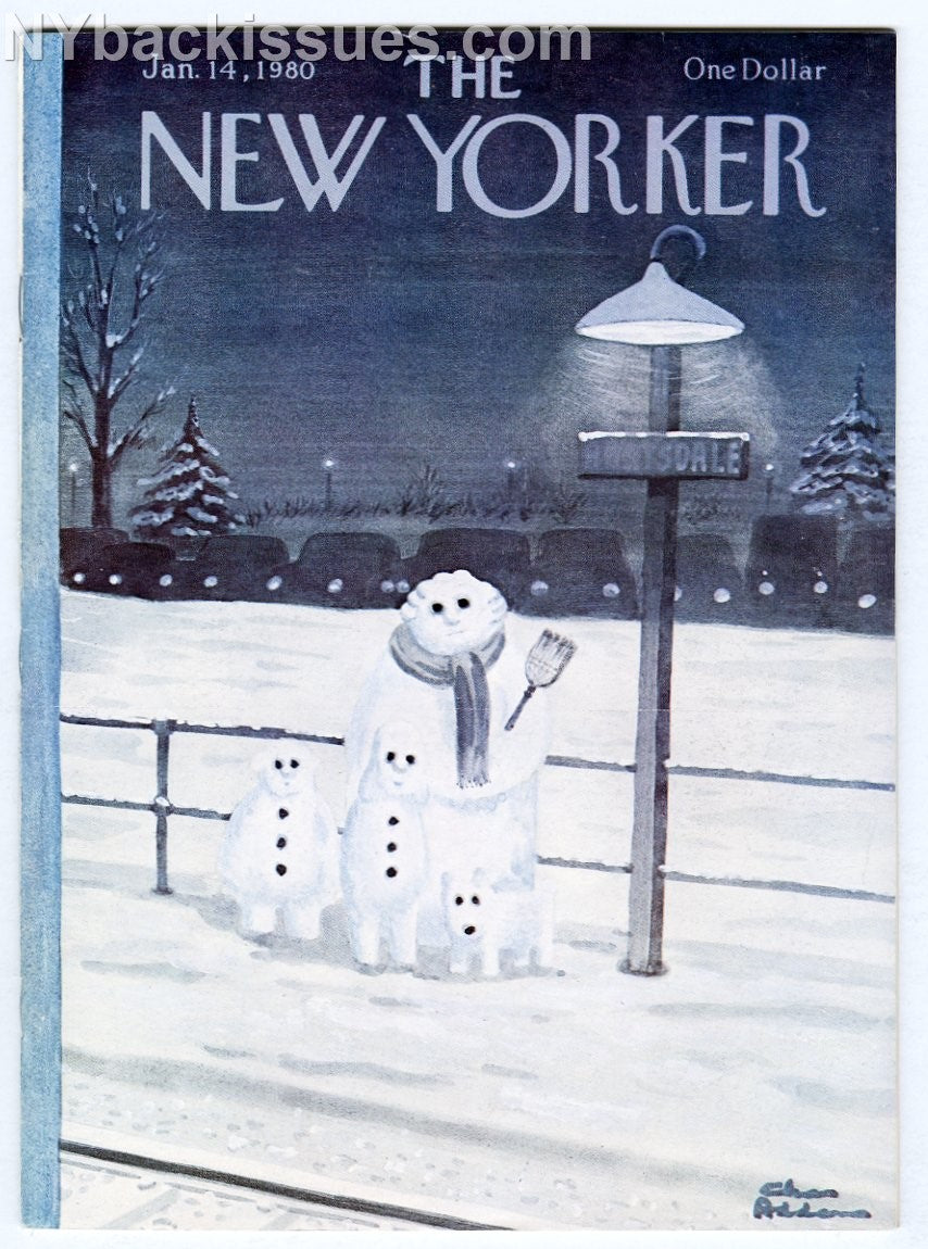 New Yorker magazine January 14 1980 Charles Addams snowman family William Pfaff