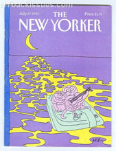 Load image into Gallery viewer, New Yorker magazine July 27 1987 owl &amp; pussycat green boat purple night sky
